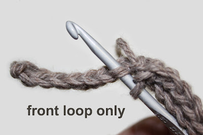 front only loop loops crochet insert leaving unworked through