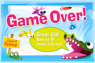 ...and it's game over! Sam Phibian iPad / iPhone app