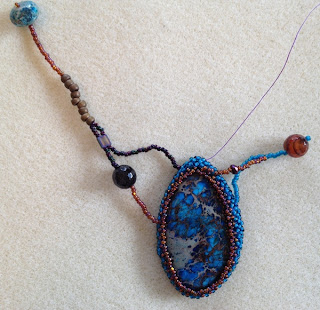 Process photo - freeform beadwoven necklace by Karen Williams