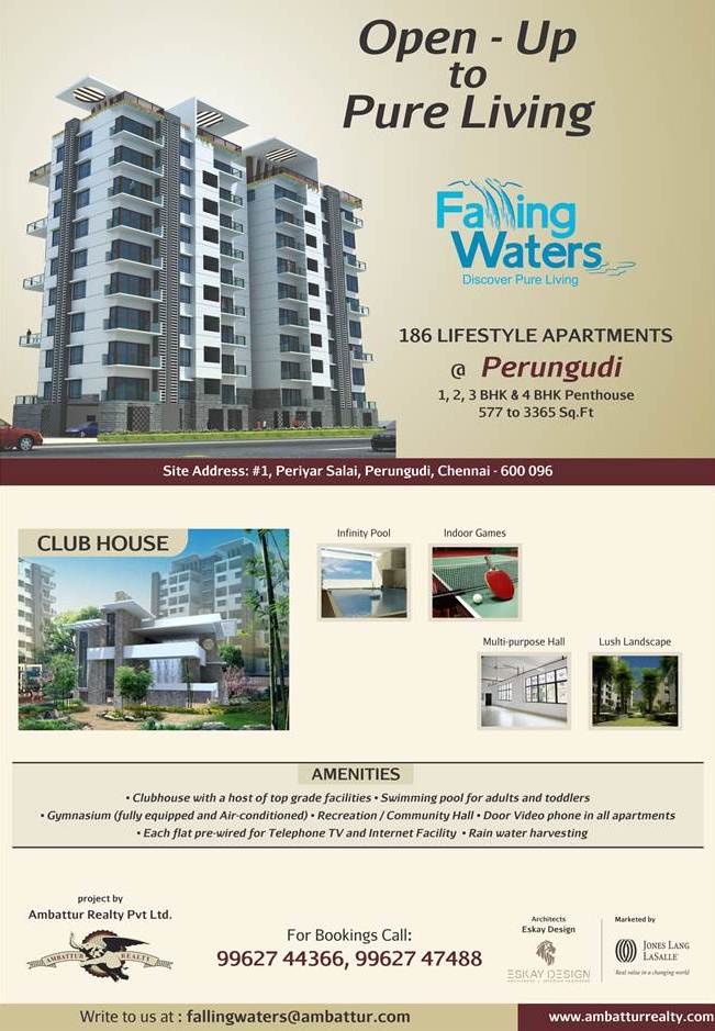 Ambattur Realty Falling Waters Premium Residential Apartments at Perungudi, Chennai