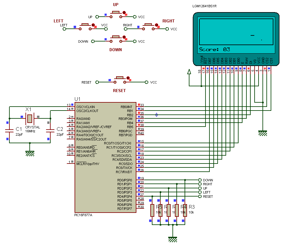 Snake Game com PIC16F877A - Microcontrolandos