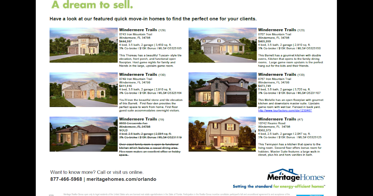 Windermere Trails by Meritage Homes Bonus + Rebate Specials