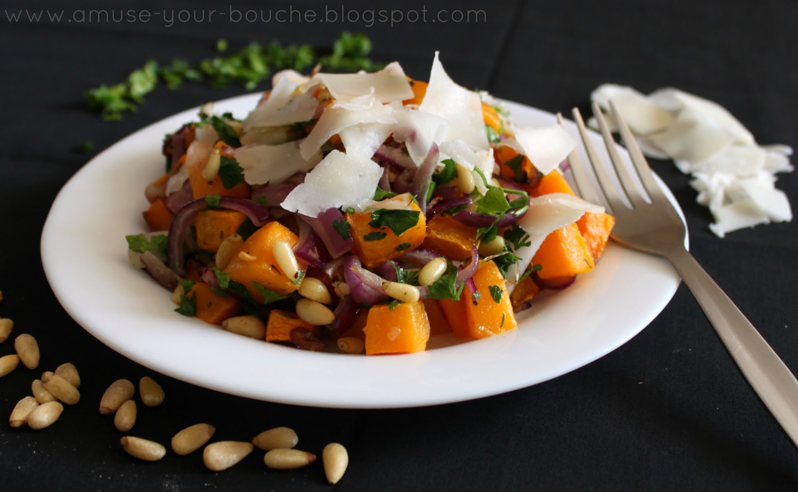 Roasted butternut squash salad with goat's cheese Amuse Your Bouche