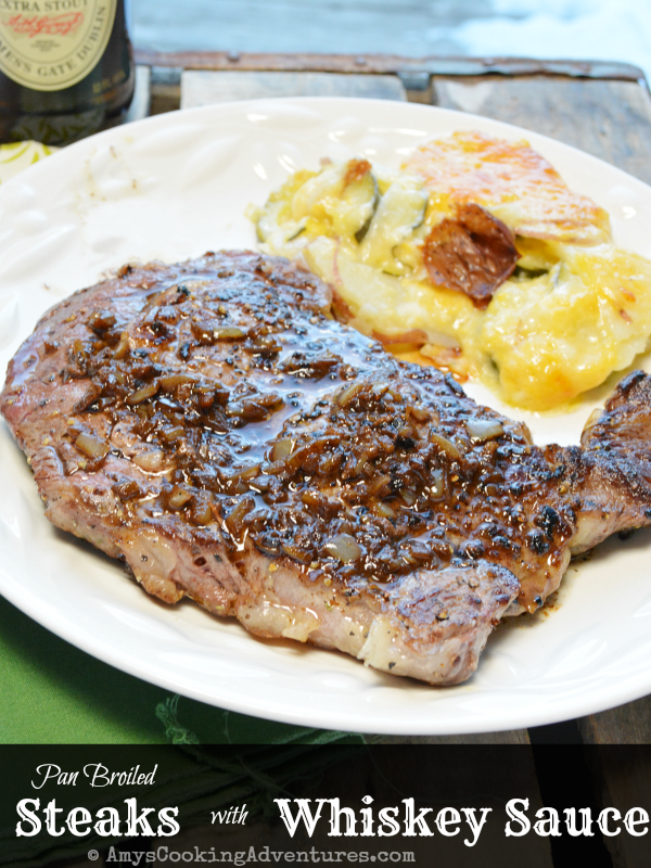 Pan Broiled Steaks with Whiskey Sauce FoodNFlix