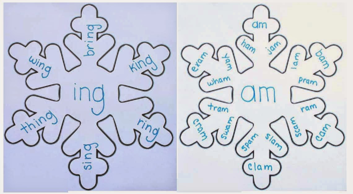 Classroom Freebies Snowflake Word Famiies Packet