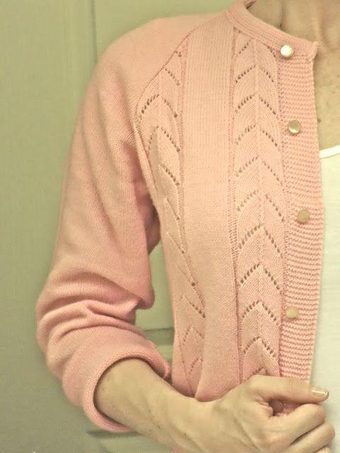 pink herringbone cardigan