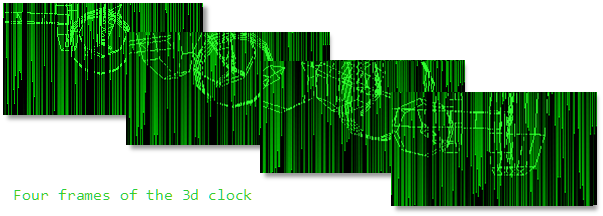 3d clock on top of falling lines