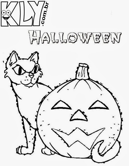 Página para colorir com padrão de desenho animado de Halloween