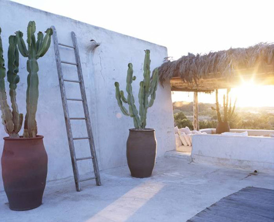 Sunset at ethnic inspired terrace in Formentera