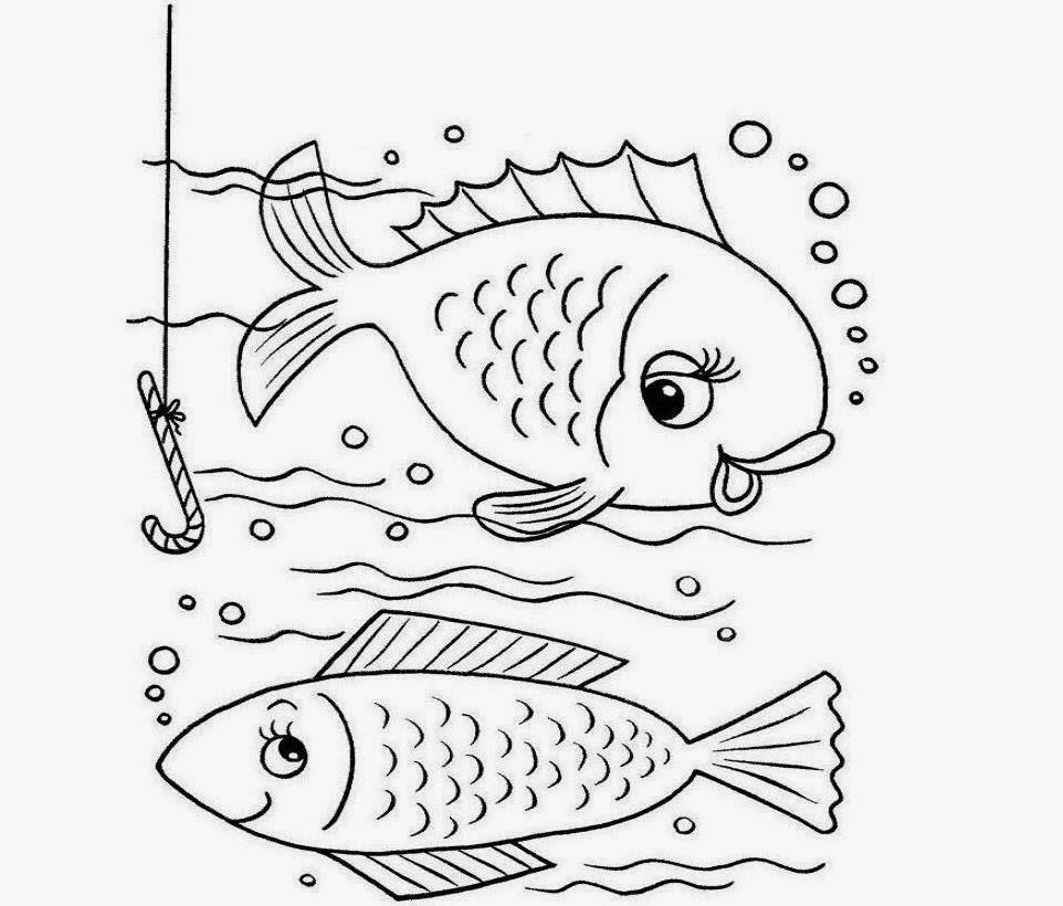 Beautiful Fishes Coloring Drawing Free wallpaper