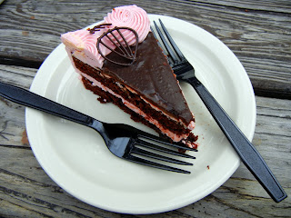 Chocolate raspberry cake at Mozart's Coffee Roasters Cafe