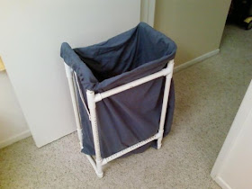 Make a laundry hamper to organize dirty clothes with PVC pipe :: OrganizingMadeFun.com