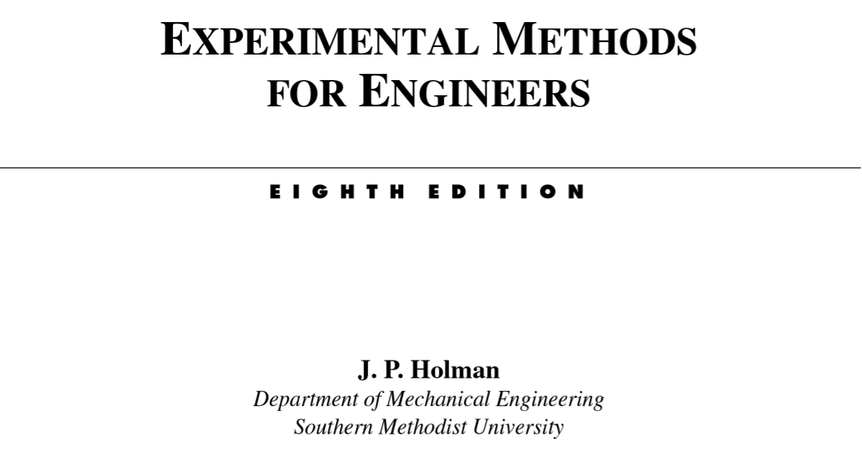 Holman experimental methods for engineers