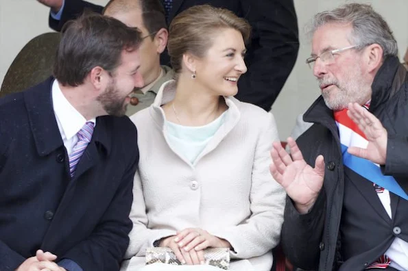 Prince Guillaume, Hereditary Grand Duke of Luxembourg and Princess Stephanie, Hereditary Grand Duchess of Luxembourg visit Esch on National Day 