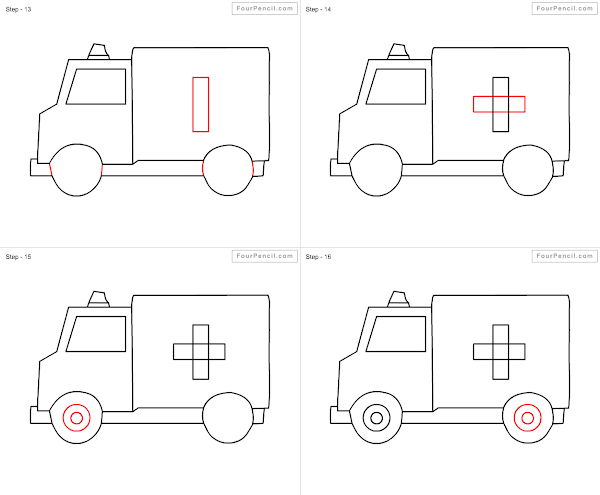 How to draw Ambulance easy steps - slide 4