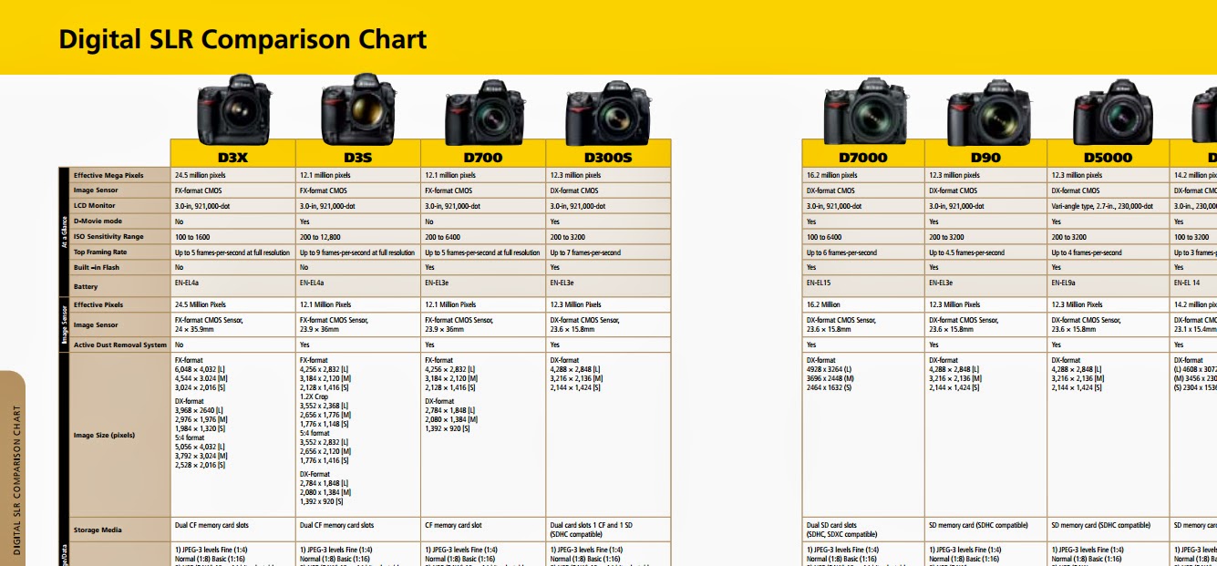 Nikon Dslr Megapixel Chart