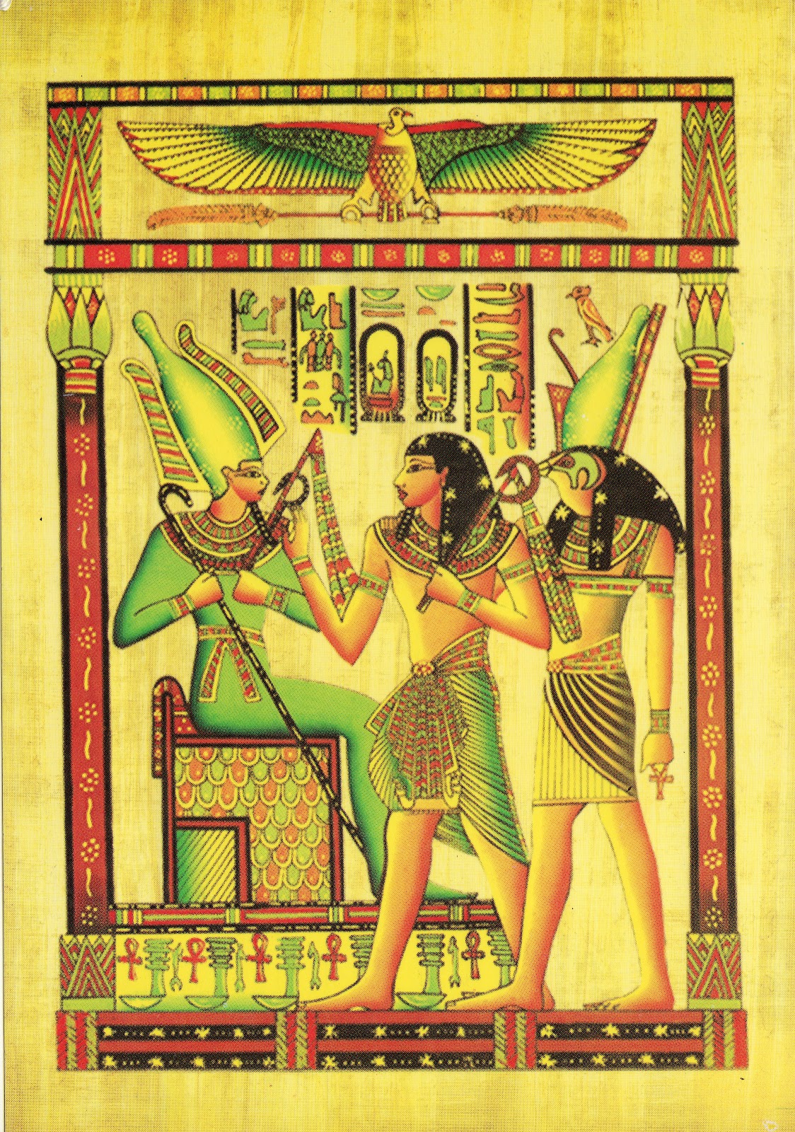 Postcards & Stamps Diary Egyptian Papyri with Pharaonic drawings 1