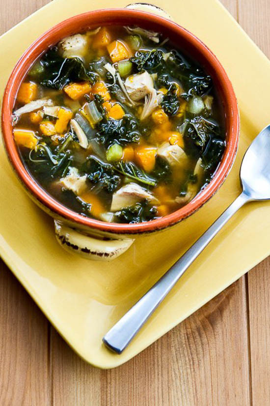 Slow Cooker Turkey (or Chicken) Soup with Kale and Sweet Potatoes