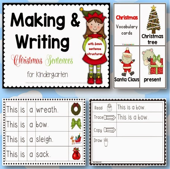 Making and Writing Christmas Sentences for Kindergarten {vocab & sentence work}