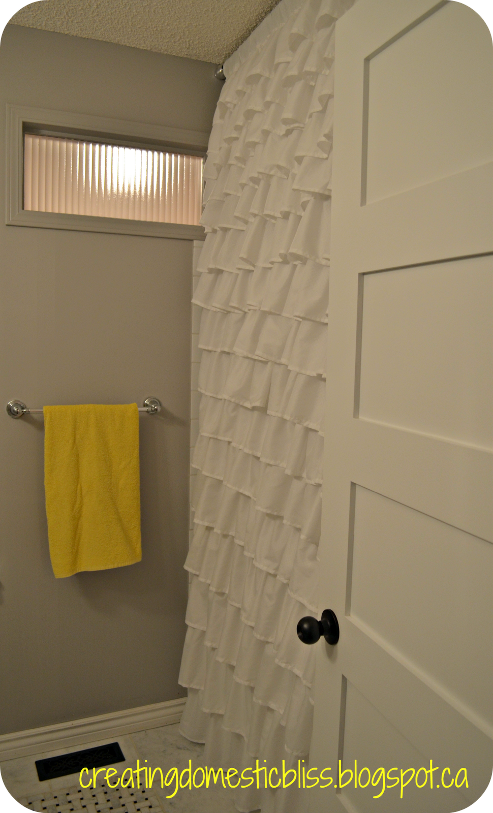 creating domestic bliss Ruffle Curtain from Bedsheets