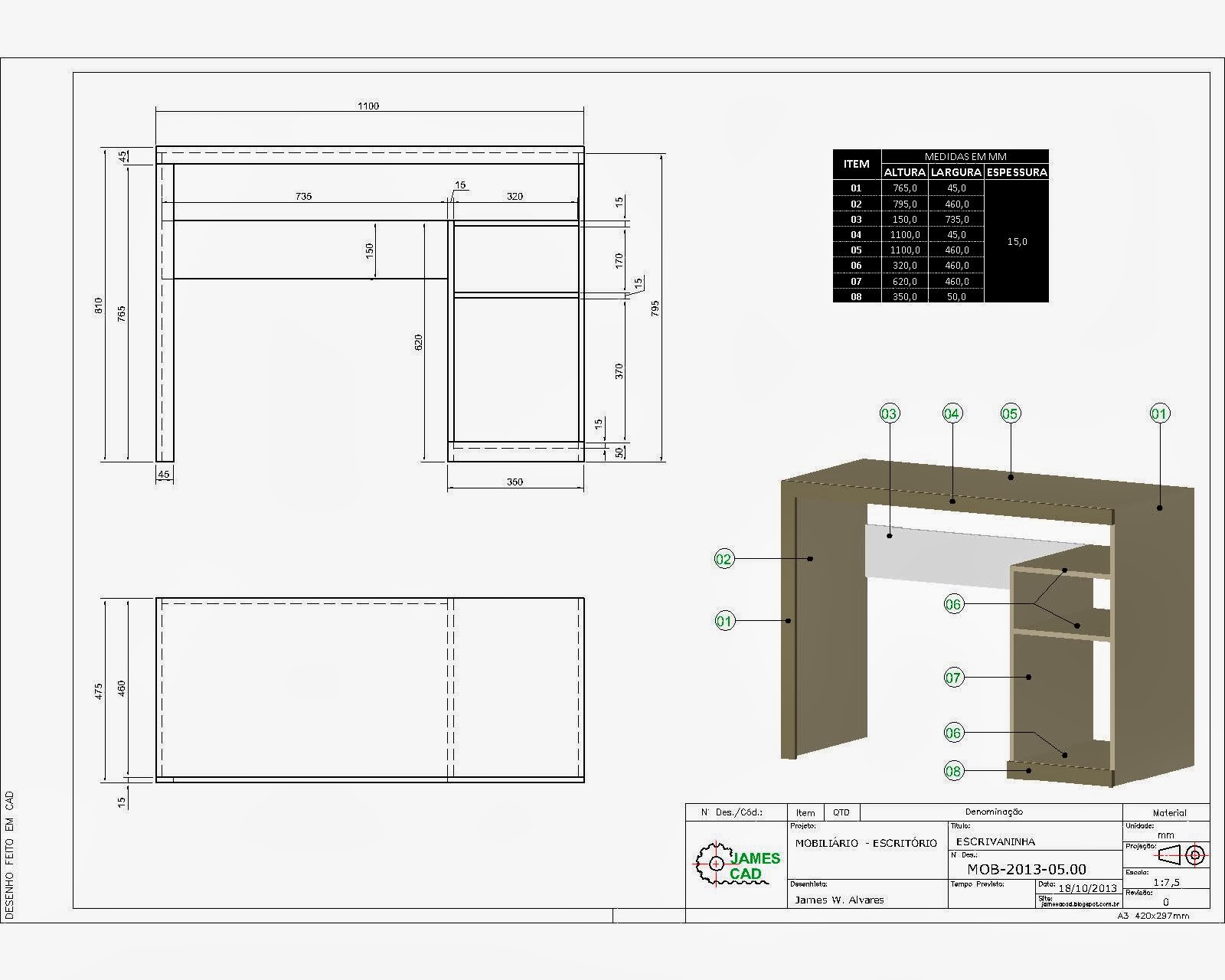 JamesCAD - desenhos mecânicos, civil, mobiliário, pré-moldados e