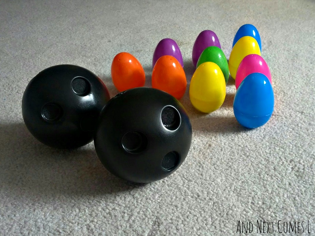 Bowling with Wobbly Easter Eggs And Next Comes L