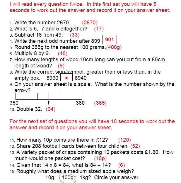 Mr Howe's Class: Maths: mental maths practice