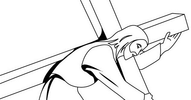 Dibujo de Jesus cargando la cruz para colorear ~ Dibujos Cristianos