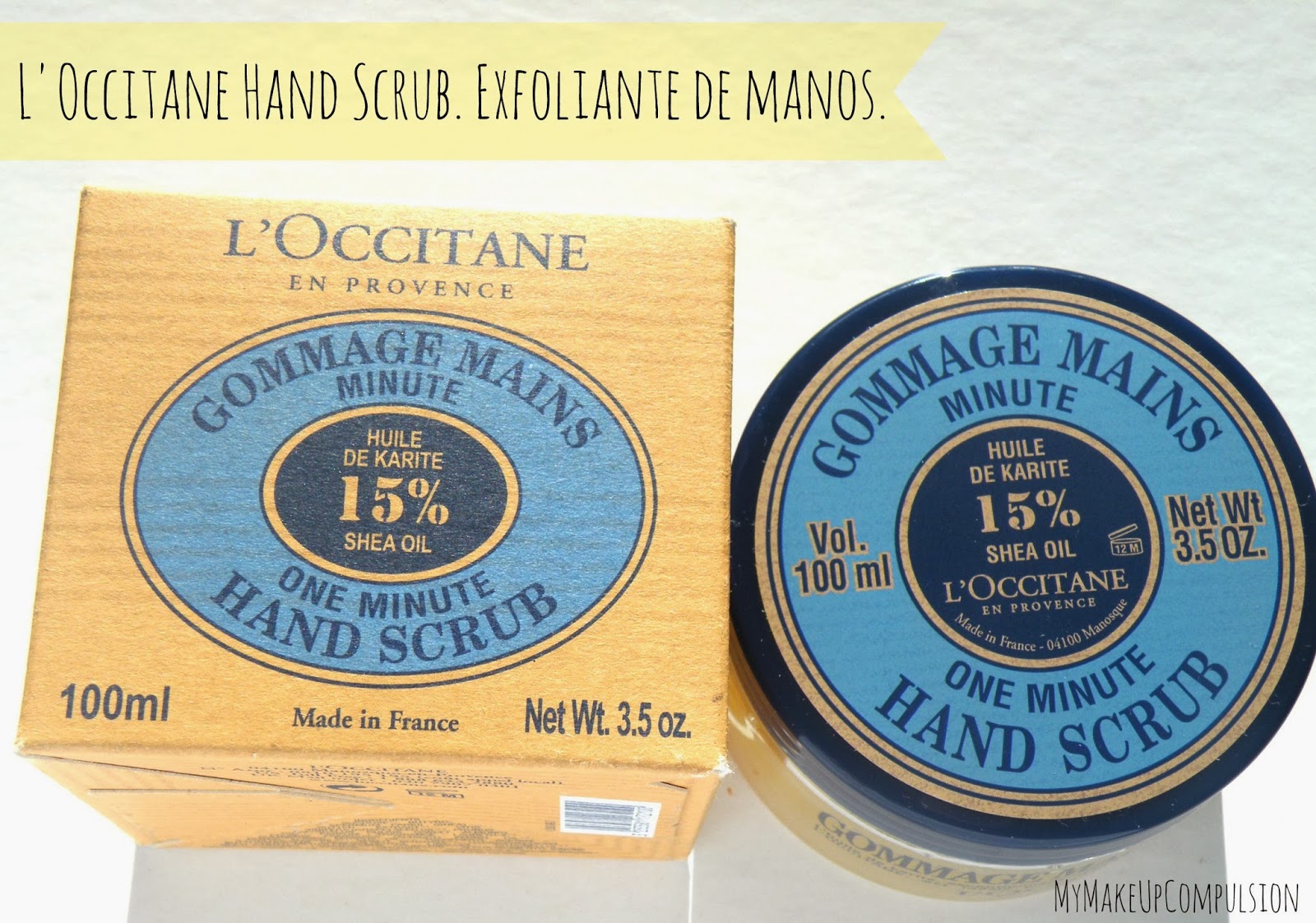 My Make Up Compulsion L'Occitane One Minute Hand Scrub. Exfoliante de