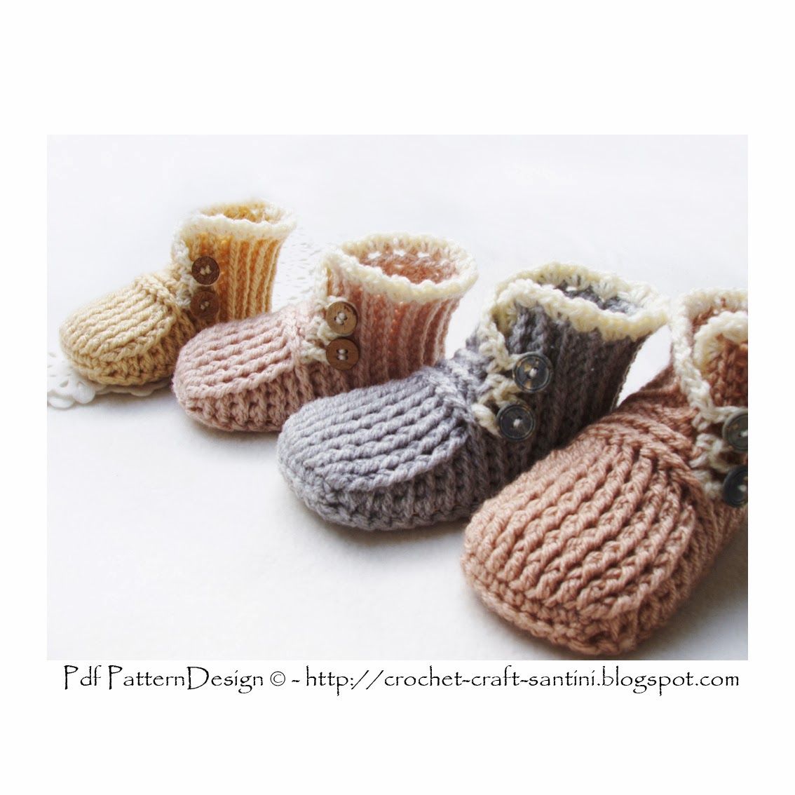 WRAP AND BUTTON BABY BOOTIES CROCHET PATTERN!