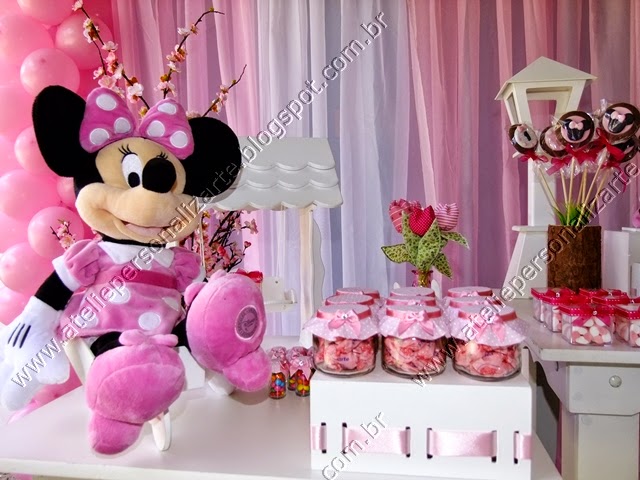 Marcadores Aniversários , Decoração de Festas , Minnie Rosa Marcadores Aniversários , Decoração de Festas , Minnie Rosa