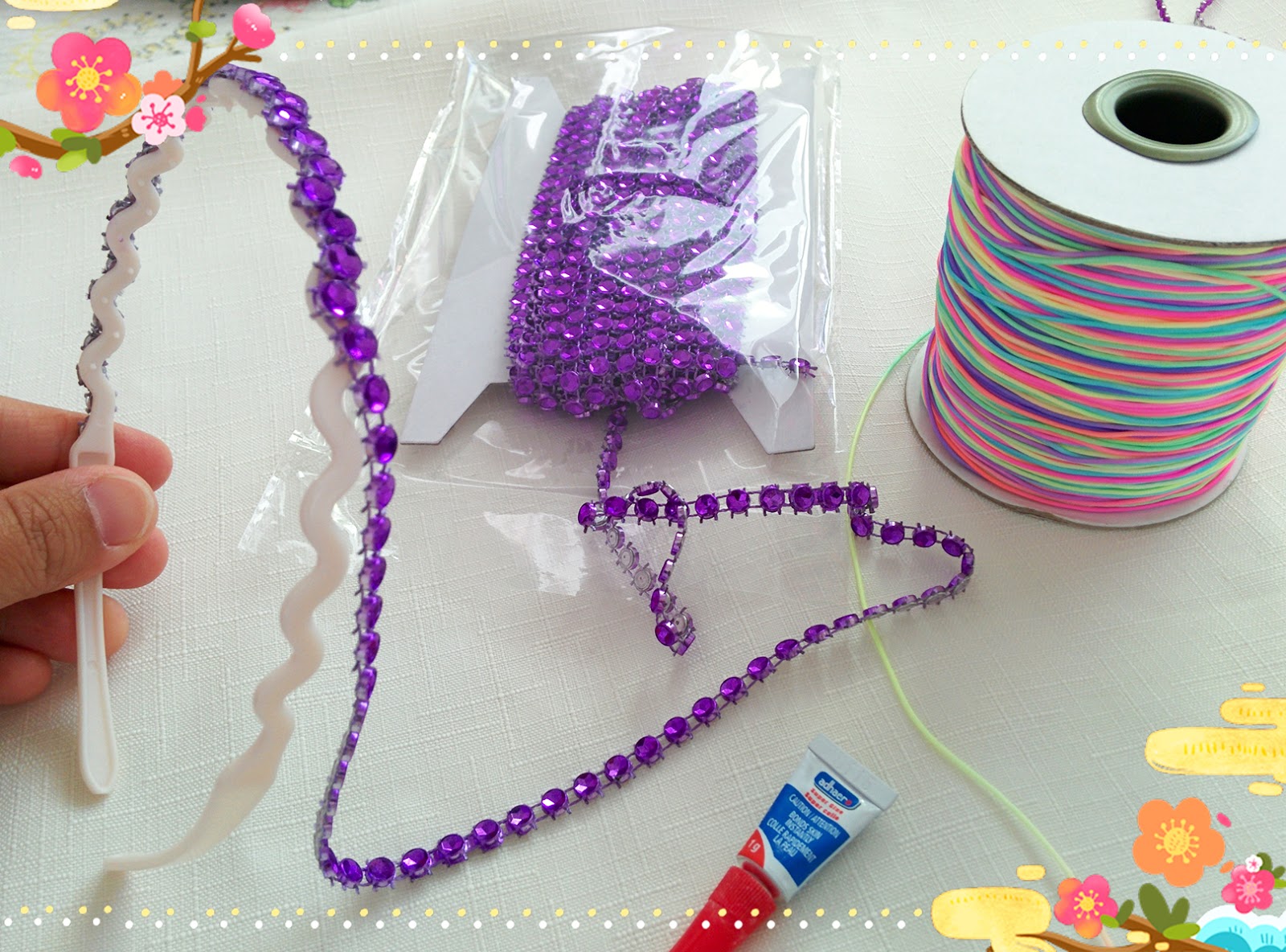 AuRa Treasury DIY How to make Rhinestone Headband by using Paracord