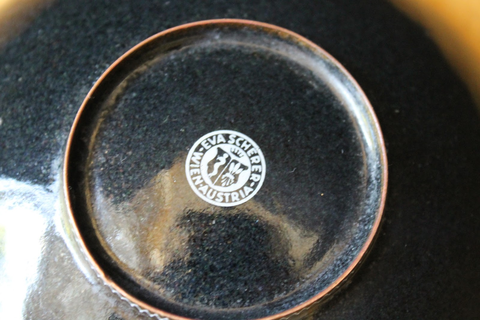 (SOLD) Eva Scherer Wien Austria Enamel Bowl Blue White Gold 46