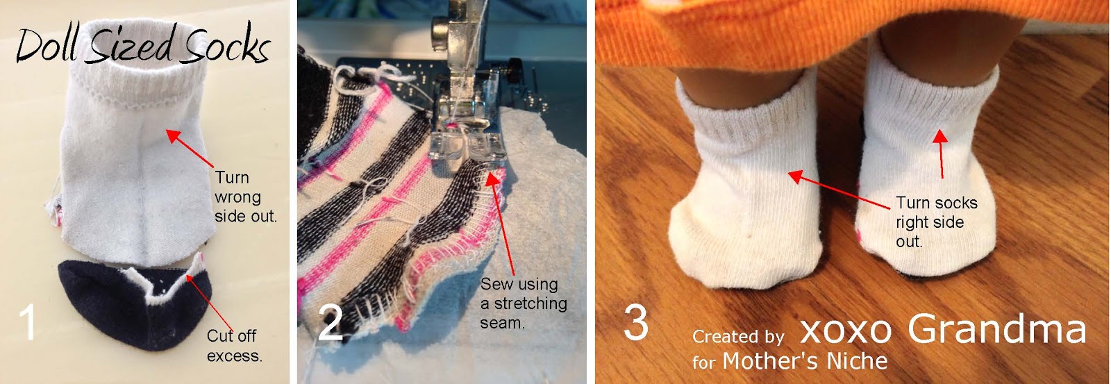 xoxo Grandma Doll Sized Socks A Tutorial