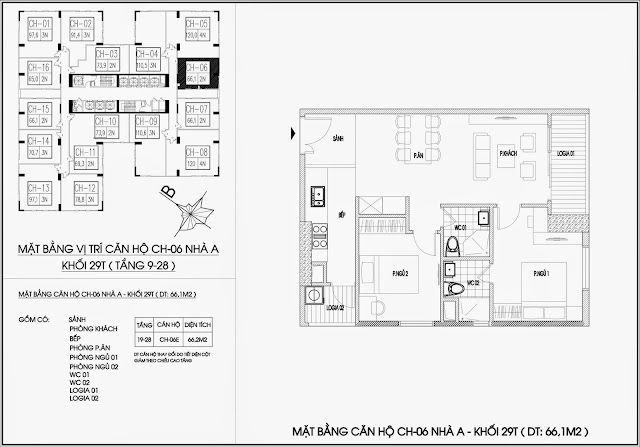 Mặt bằng căn hộ tòa A - 29 tầng, chung cư Imperia Garden Mặt bằng căn hộ tòa A - 29 tầng, chung cư Imperia Garden
