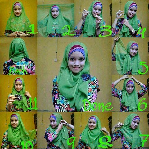 cara pakai jilbab pasmina simple