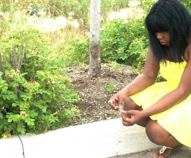 yellow dress, outside, ootd, sandals, summer dress, summer dresses, black hair, bangs, summer