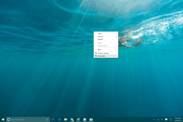 Sfondo, colori e menu' Start di Windows 10