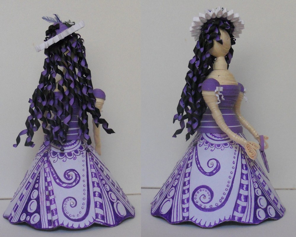 Quilling and Zentangle 3d Purple Doll