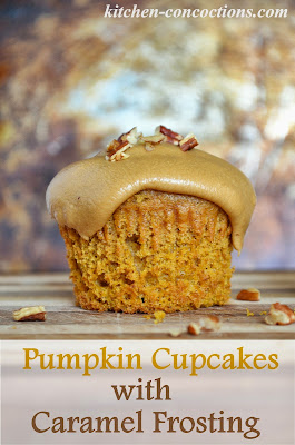 Pumpkin Cupcakes with Caramel Frosting 