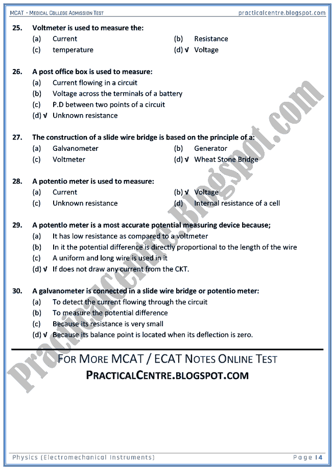 mcat-physics-electromechanical-instruments-mcqs-for-medical-college-admission-test