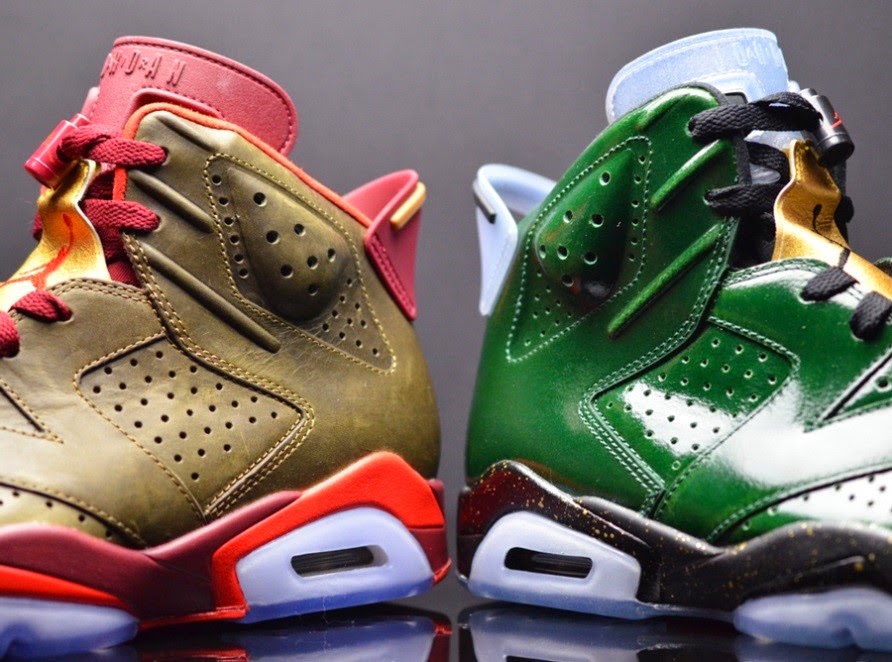 2 different color jordans