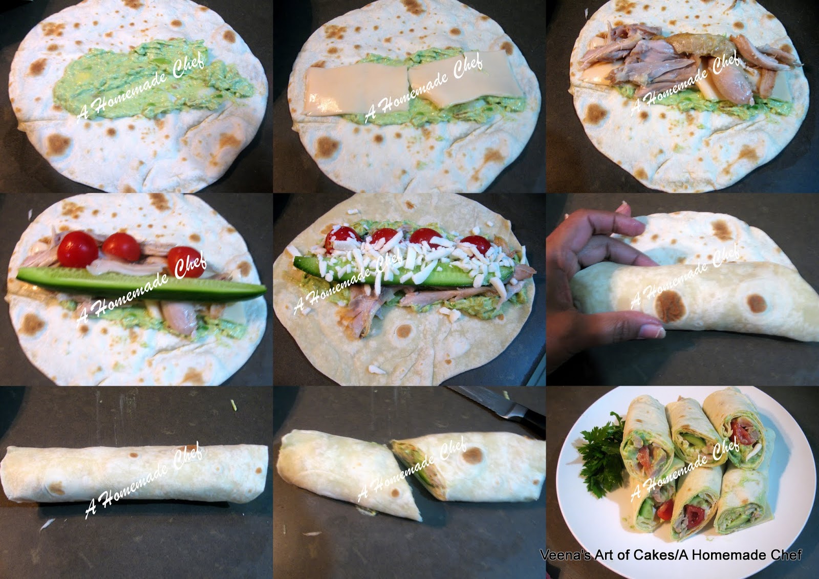 Tortilla Wraps with Chicken and Avocado - Veena Azmanov