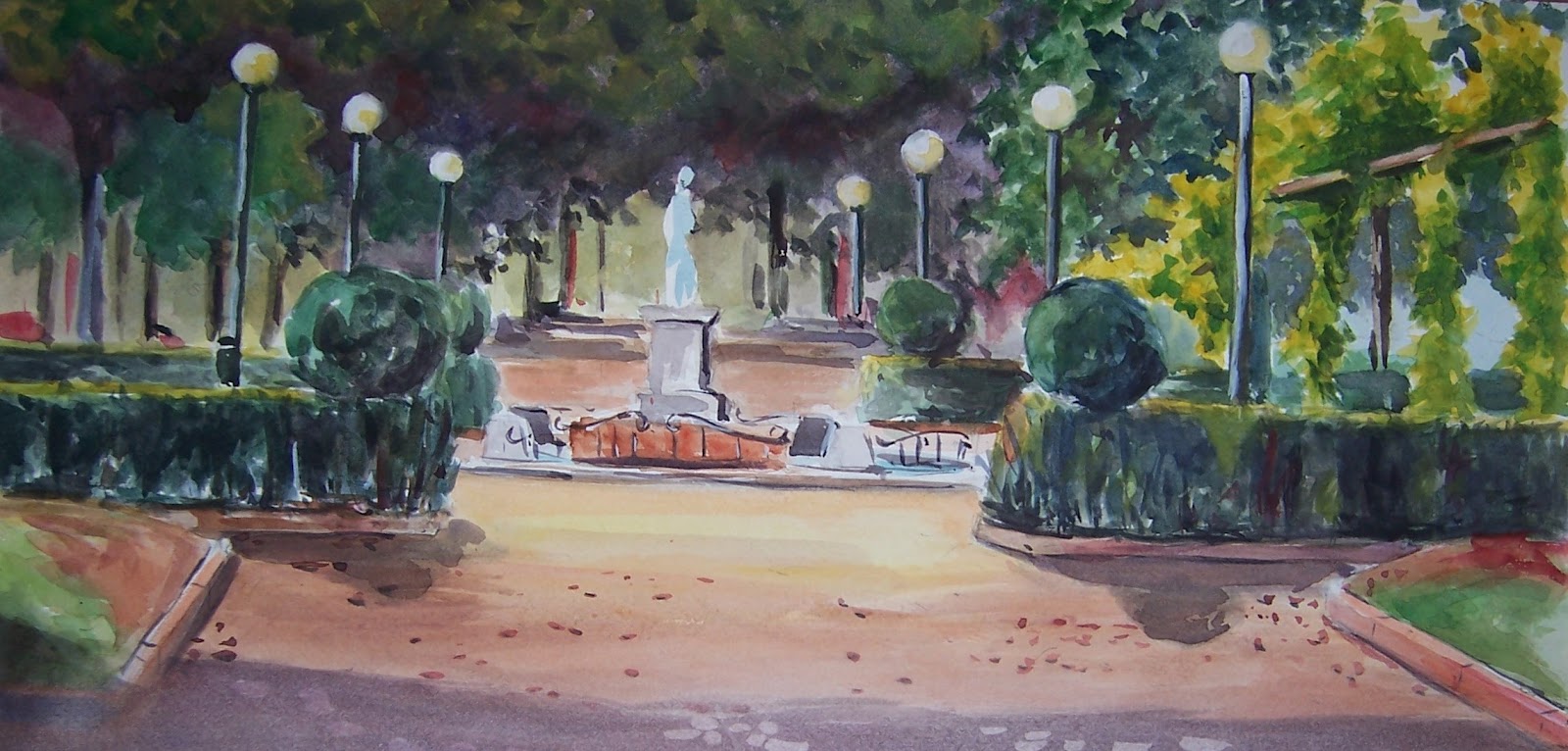 Acuarelas Taengua Marin Jardines de la Alameda.