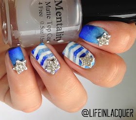 Nail Stickrs geometric blue nail art 