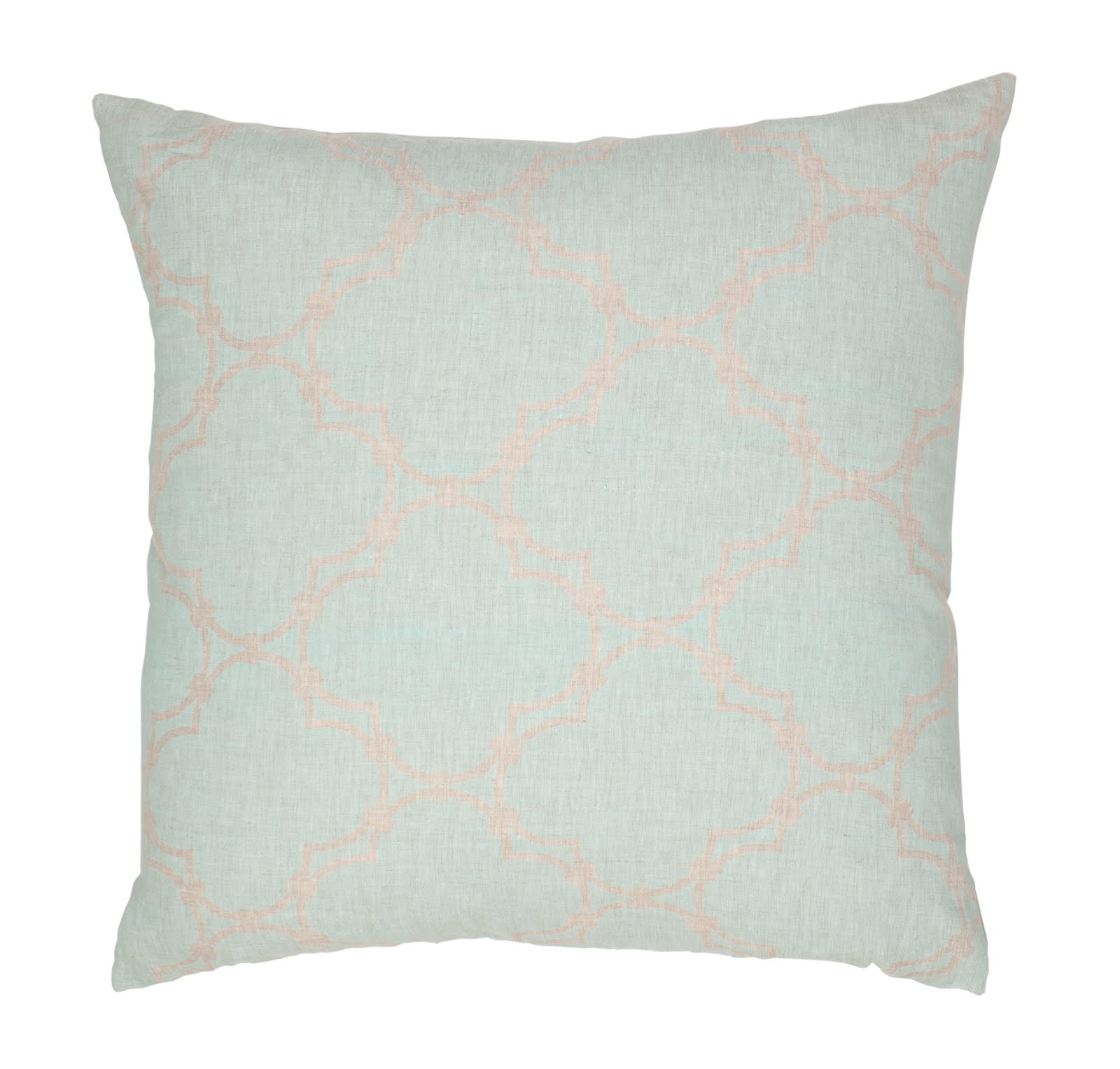  Quatrefoil Reverse Natural Linen Pillow Cover in Sea Foam . (above title=