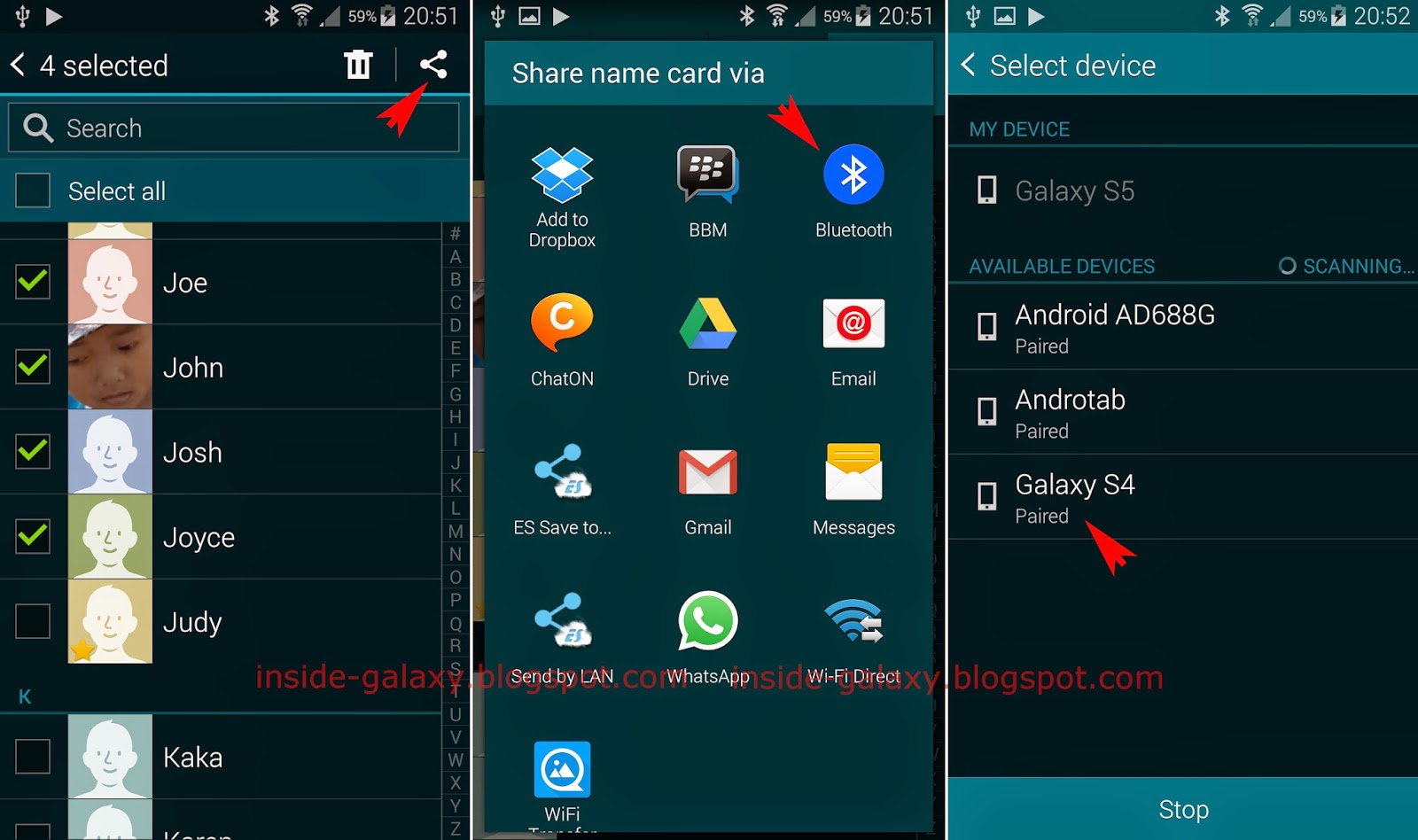 Inside Galaxy Samsung Galaxy S5 How to Share Contacts via Bluetooth