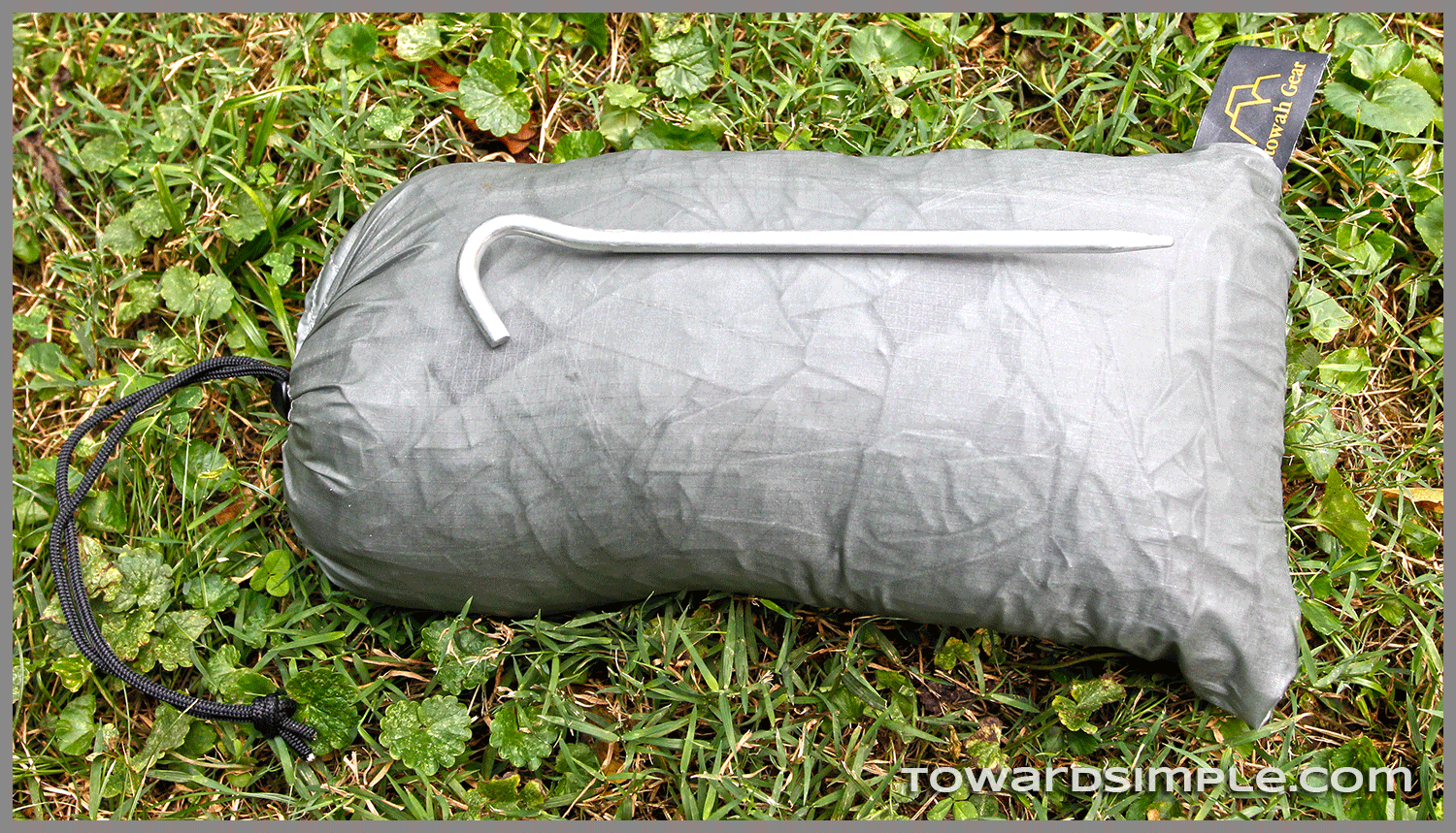 Etowah backpacking tarp backed in stuffsack backpacking tarp in stuffsack