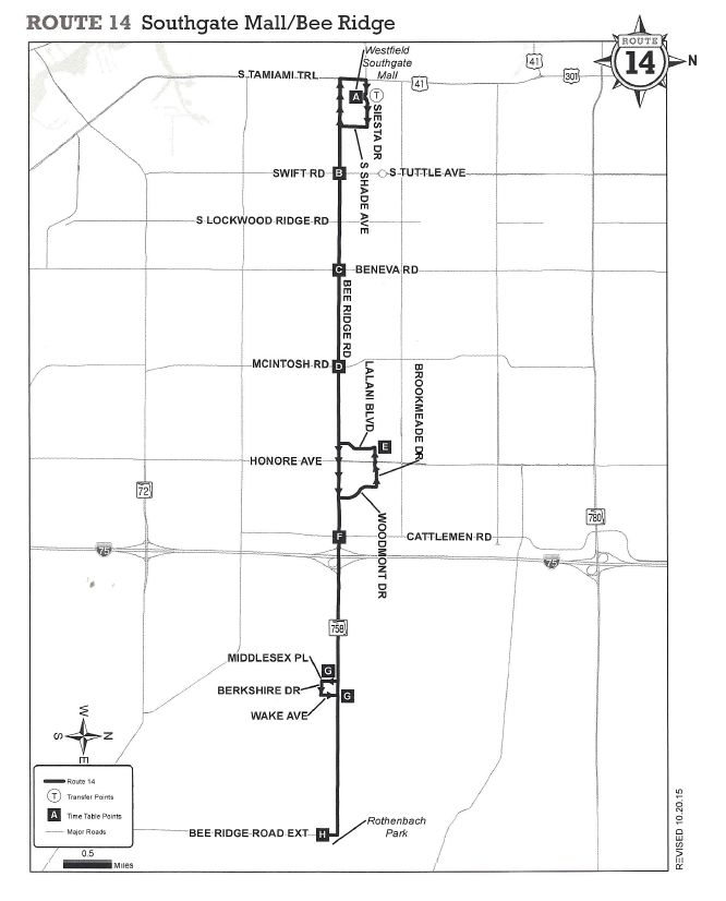New Schedule, Map for SCAT Bus Route on Bee Ridge as of 11/14