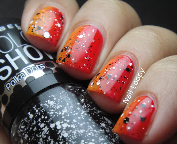 nail loopy red & orange vertical